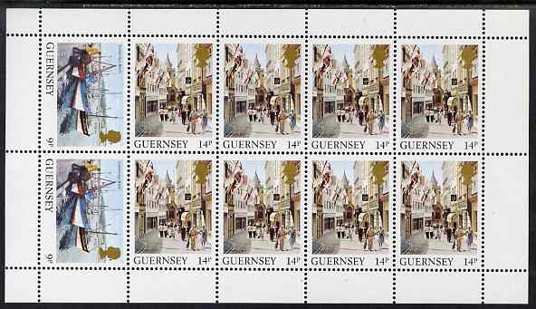 Guernsey 1984-91 Booklet pane of 10 (2 x 9p, 8 x 14p) from Bailiwick Views def set unmounted mint, SG 304b