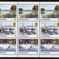 Guernsey 1984-91 Booklet pane of 15 (5 x 4p, 5x 9p, 5 x 13p) from Bailiwick Views def set unmounted mint, SG 299a