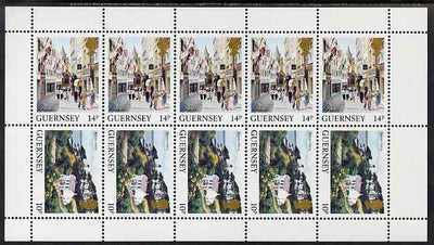 Guernsey 1984-91 Booklet pane of 10 (5 x 10p, 5 x 14p) from Bailiwick Views def set unmounted mint, SG 305a