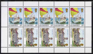 Guernsey 1984-91 Booklet pane of 10 (5 x 11p, 5 x 15p) from Bailiwick Views def set unmounted mint, SG 306a