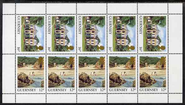 Guernsey 1984-91 Booklet pane of 10 (5 x 12p, 5 x 16p) from Bailiwick Views def set unmounted mint, SG 306ba