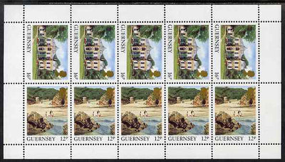 Guernsey 1984-91 Booklet pane of 10 (5 x 12p, 5 x 16p) from Bailiwick Views def set unmounted mint, SG 306ba