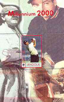 Angola 2000 Millennium 2000 - Tiger Woods perf s/sheet (background shows Babe Ruth & Ali) unmounted mint