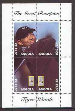 Angola 2000 Tiger Woods (The Great Champion) perf sheetlet containing 4 values (single image) unmounted mint