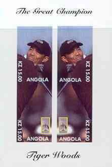 Angola 2000 Tiger Woods (The Great Champion) imperf sheetlet containing 4 values (mirror image) unmounted mint