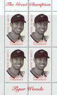 Somaliland 2000 Tiger Woods (The Great Champion) perf sheetlet containing 4 x 12,000sl values unmounted mint