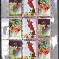 Turkmenistan 2000 Tiger Woods (Leading Personalities of the 20th Century) perf sheetlet containing 9 values (3 sets of 3) unmounted mint