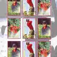 Turkmenistan 2000 Tiger Woods (Leading Personalities of the 20th Century) imperf sheetlet containing 9 values (3 sets of 3)