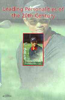 Turkmenistan 2000 Tiger Woods (Leading Personalities of the 20th Century) imperf souvenir sheet #1