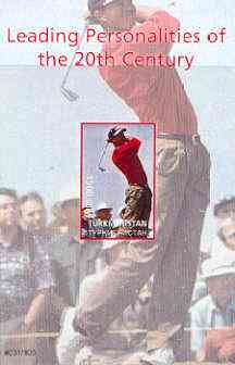 Turkmenistan 2000 Tiger Woods (Leading Personalities of the 20th Century) imperf souvenir sheet #2