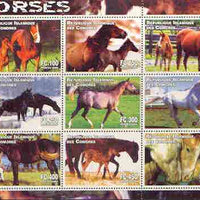 Comoro Islands 2000 Horses perf sheetlet containing complete set of 9 values unmounted mint