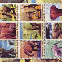 Guinea - Conakry 2000 Elephants perf sheetlet containing complete set of 9 values