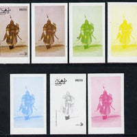 Dhufar 1977 Oriental Costumes 5b (Soldier (Full Battle Dress)) set of 7 imperf progressive colour proofs comprising the 4 individual colours plus 2, 3 and all 4-colour composites unmounted mint