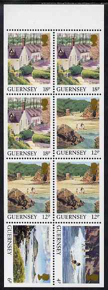 Guernsey 1984-91 Booklet pane of 10 (4p, 6p, 3 x 12p, 3 x 18p) from Bailiwick Views def set unmounted mint, SG 299d