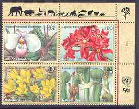 United Nations (Geneva) 1996 Endangered Species (4th series - plants) se-tenant block of 4, unmounted mint SG G290-93