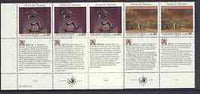 United Nations (Geneva) 1992 Declaration of Human Rights (4th series) set of 2 plus 2 labels (Oath of Tennis Court & Rocking Chair) each in blocks of 6 showing labels in 3 languages unmounted mint, SG G224-25