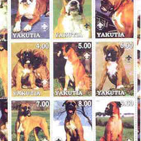 Sakha (Yakutia) Republic 2000 Dogs (European Boxer) perf sheetlet containing complete set of 9 values, each with Scout logo unmounted mint