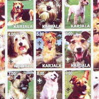 Karjala Republic 2000 Dogs (Mutts) perf sheetlet containing complete set of 9 values, each with Scout logo unmounted mint