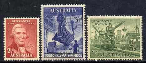 Australia 1947 150th Anniversary of City of Newcastle, NSW set of 3 unmounted mint SG 219-21*