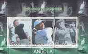 Angola 2000 Grand Slammer #3 (Tiger Woods, Player & Hogan),perf sheetlet containing set of 3 values unmounted mint