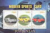 Rwanda 2000 Modern Sports Cars perf sheetlet containing set of 3 values unmounted mint