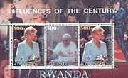 Rwanda 2000 Influences of the Century perf sheetlet containing set of 3 values (Diana & Pope with Elvis & Marilyn in margin) unmounted mint