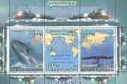 Turkmenistan 2000 Greenpeace #1 perf sheetlet containing set of 3 values (Whales, Ships & Map) unmounted mint