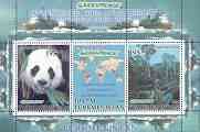 Turkmenistan 2000 Greenpeace #2 perf sheetlet containing set of 3 values (Panda, Ships, Forest & Map) unmounted mint