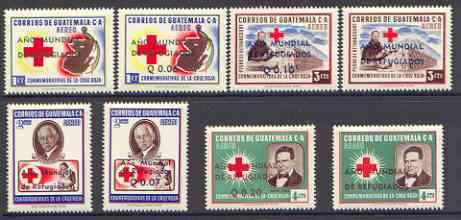 Guatemala 1960 World Refugee Year opts on Red Cross set of 8 unmounted mint, SG 637-44*