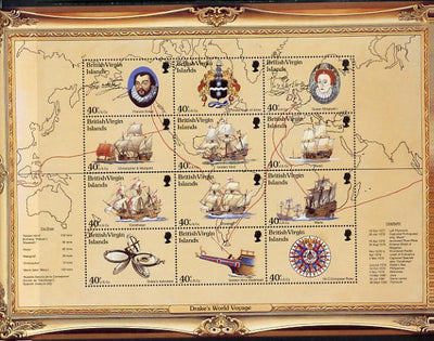 British Virgin Islands 1997 420th Anniversary of Drake's Circumnavigation of the World perf sheetlet containing 12 values unmounted mint, SG 975-87