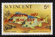 St Vincent 1977 Fish 5c with red Carnival overprint error (SG 531a)