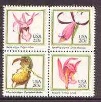 United States 1984 Orchids se-tenant block of 4 unmounted mint, SG 2076a