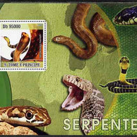 St Thomas & Prince Islands 2009 Snakes perf s/sheet unmounted mint