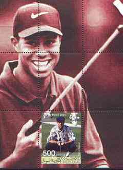 Somaliland 2001 Tiger Woods (& Payne Stewart) perf m/sheet #07 (500s value) unmounted mint