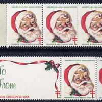 Cinderella - United States 1983 Christmas Lung Association Seals se-tenant strip of 7 (1 large & 6 small labels) unmounted mint