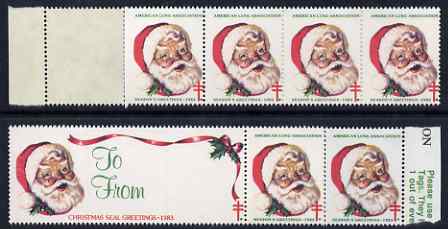 Cinderella - United States 1983 Christmas Lung Association Seals se-tenant strip of 7 (1 large & 6 small labels) unmounted mint