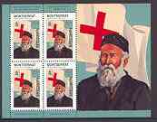 Montserrat 1998 Famous People of the 20th Century - Henri Dunant (Red Cross) perf sheetlet containing 4 vals opt'd SPECIMEN, unmounted mint as SG 1069s