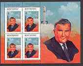 Montserrat 1998 Famous People of the 20th Century - Wernher von Braun (Space scientist) perf sheetlet containing 4 vals opt'd SPECIMEN, unmounted mint as SG 1067s