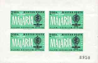 Hungary 1962 Malaria Eradication blue-green & black (imperf m/sheet) unmounted mint as SG MS 1816a, Mi BL 35B