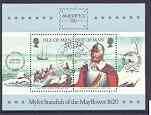 Isle of Man 1986 Ameripex 86 Stamp Exhibition (Pilgrim Fathers & The mayflower) m/sheet very fine cds used, SG MS 325