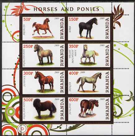 Rwanda 2009 Horses & Ponies perf sheetlet containing 8 values unmounted mint