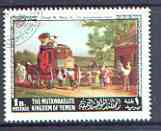 Yemen - Royalist 1968 The Pemigewasset Coach by Enoch,W Perry Jr 1B value from Americam & European paintings set, very fine cto used, Mi 557*