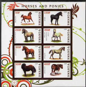 Rwanda 2009 Horses & Ponies imperf sheetlet containing 8 values unmounted mint