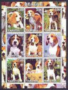 Sakha (Yakutia) Republic 2001 Dogs (Beagle) perf sheetlet containing complete set of 9 values, each with Scout logo unmounted mint