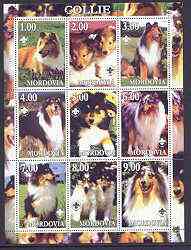 Mordovia Republic 2001 Dogs (Collie) perf sheetlet containing complete set of 9 values, each with Scout logo unmounted mint