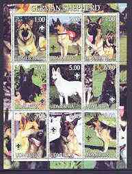 Udmurtia Republic 2001 Dogs (German Shepherd) perf sheetlet containing complete set of 9 values, each with Scout logo unmounted mint