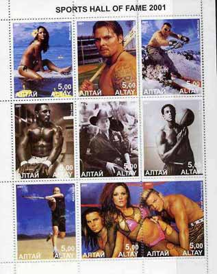 Altaj Republic 2001 Sports Hall Of Fame perf sheetlet containing complete set of 9 values unmounted mint