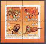 Eritrea 2001 Big Cats perf sheetlet containing 4 values each with Scout Logo unmounted mint