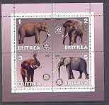 Eritrea 2001 Elephants perf sheetlet containing 4 values each with Rotary Logo unmounted mint