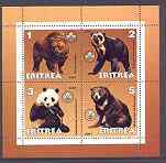 Eritrea 2001 Bears perf sheetlet containing 4 values each with Scout Logo unmounted mint